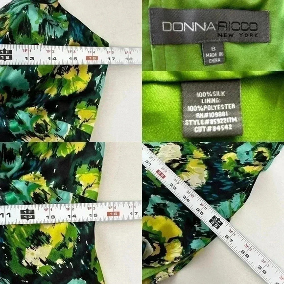 Donna Ricco Silk Halter Dress Flowy A-Line Green Blue Yellow Floral Size 8 - Picture 10 of 15